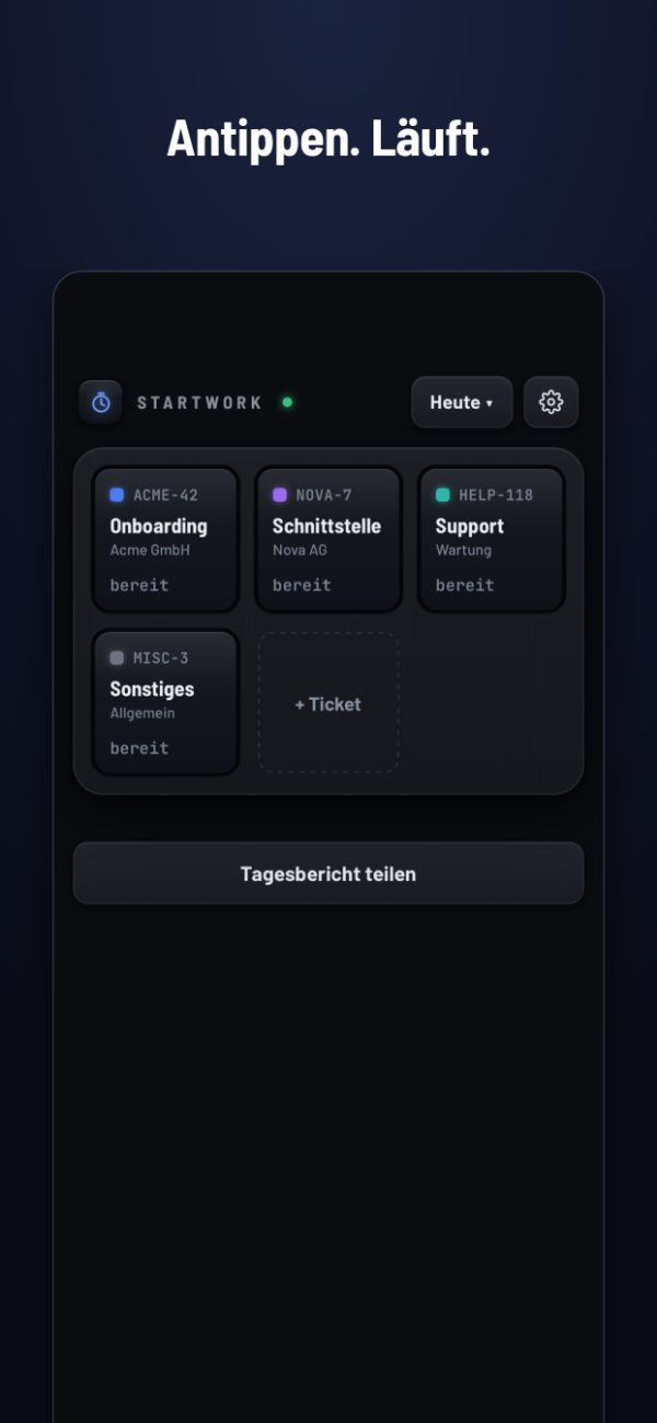 Kacheln für deine üblichen Tickets